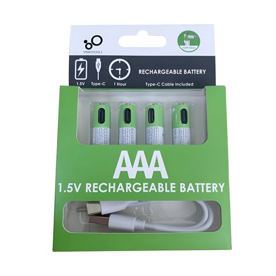 ПЕРЕЗАРЯЖАЕМЫЕ ЛИТИЙ-ИОННЫЕ USB-C АККУМУЛЯТОРЫ AAA 400MAH, 4ШТ С КАБЕЛЕМ 2IN1 TYPE-C