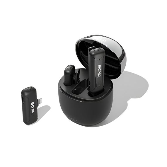 ДВУХКАНАЛЬНАЯ БЕСПРОВОДНАЯ МИКРОФОННАЯ СИСТЕМА BOYA 2,4 ГГЦ С ЗАРЯДНЫМ КЕЙСОМ (BY-WM3T-D2), РАЗЪЕМ LIGHTNING, ЧЕРНЫЙ