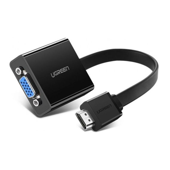 UGREEN ПЕРЕХОДНИК HDMI НА VGA + 3,5 ММ АУДИО КОНВЕРТЕР 0,25M MM103, ЧЕРНЫЙ