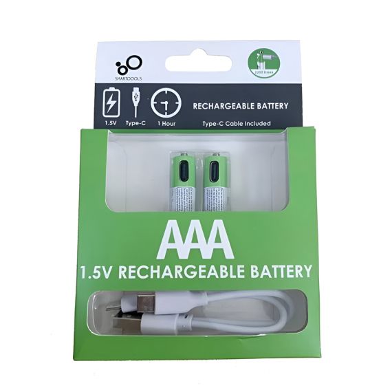 ПЕРЕЗАРЯЖАЕМЫЕ ЛИТИЙ-ИОННЫЕ USB-C АККУМУЛЯТОРЫ AAA 400MAH, 2ШТ С КАБЕЛЕМ 2IN1 TYPE-C