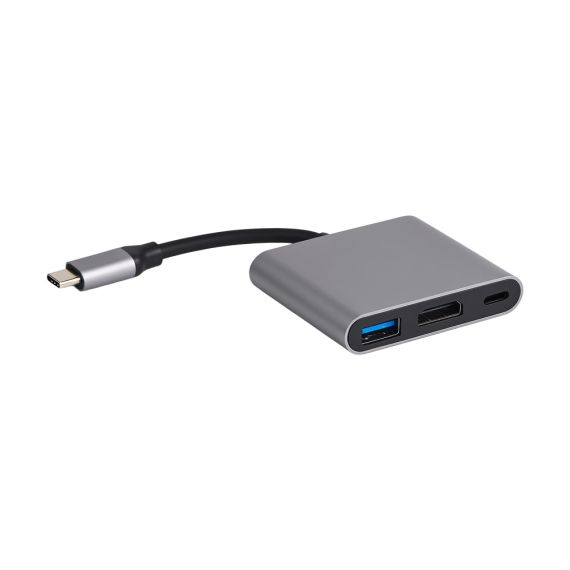 ПЕРЕХОДНИК ДЛЯ ШЛЕМА TYPE-C НА USB3.0+HDMI+PD, HC-04, СЕРЫЙ