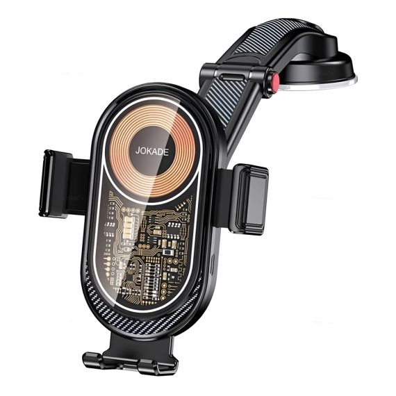 JOKADE АВТОМОБИЛЬНЫЙ ДЕРЖАТЕЛЬ YIYANG SERIES SUCTION CUP WIRELESS 3A 3A 15W, ЧЕРНЫЙ
