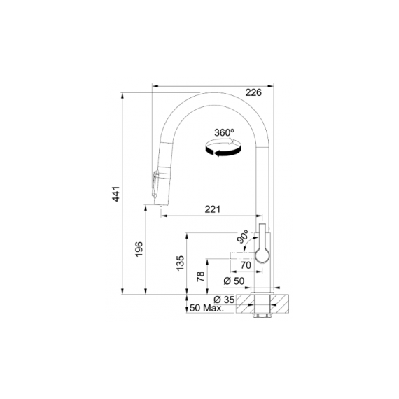 FRANKE MARIS SLIM J CLEAR WATER BLACK