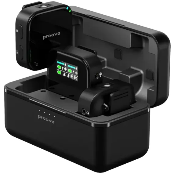 ПОРТАТИВНЫЙ ЗАПИСЫВАЮЩИЙ МИКРОФОН PROOVE STUDIO, БЕСПРОВОДНОЙ, ЧЕРНЫЙ