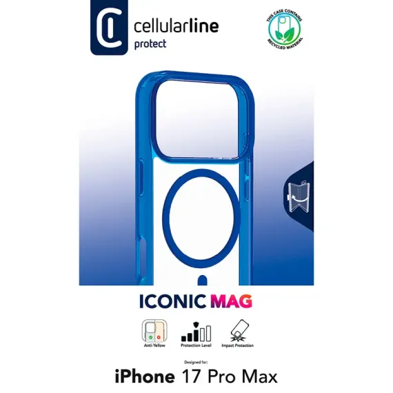 ЧЕХОЛ CELLULARLINE ICONIC MAG ДЛЯ APPLE IPHONE 17 PRO MAX, СИНИЙ