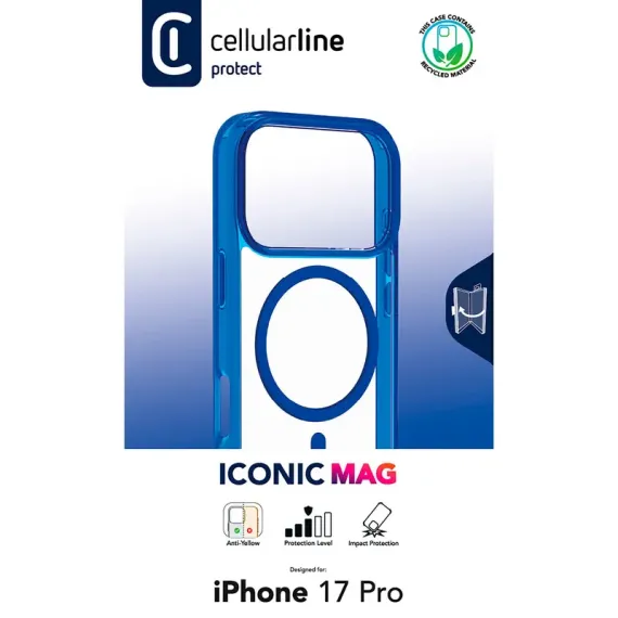 ЧЕХОЛ CELLULARLINE ICONIC MAG ДЛЯ APPLE IPHONE 17 PRO, СИНИЙ