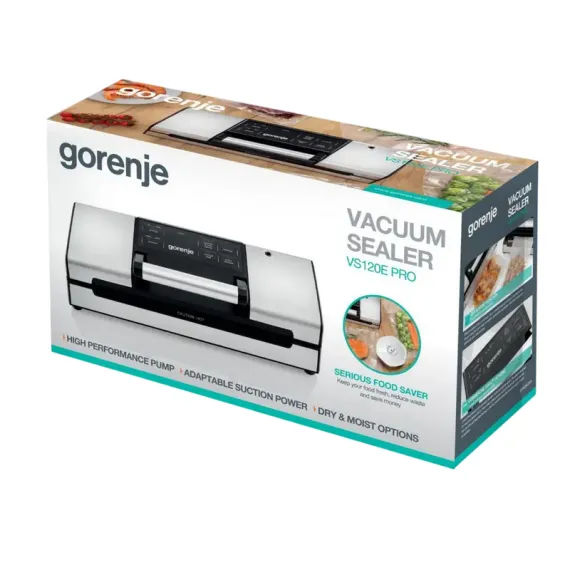 ВАКУУМНЫЙ УПАКОВЩИК GORENJE VS120E PRO, НЕРЖАВЕЮЩАЯ СТАЛЬ