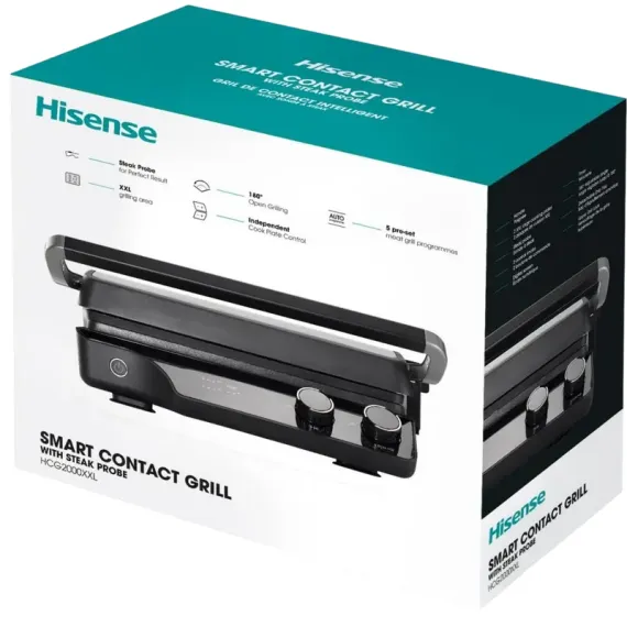 ЭЛЕКТРИЧЕСКИЙ ГРИЛЬ HISENSE HCG2000XXL, 2000ВТ, ЧЁРНЫЙ