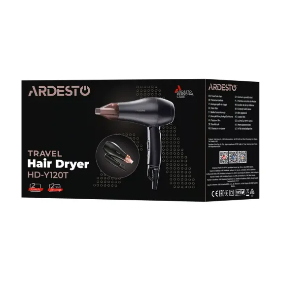 ФЕН ARDESTO HD-Y120T, 1200ВТ, ЧЁРНЫЙ