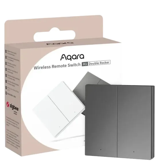 УМНЫЙ ВЫКЛЮЧАТЕЛЬ AQARA WIRELESS SWITCH H1 (DOUBLE ROCKER), СЕРЫЙ