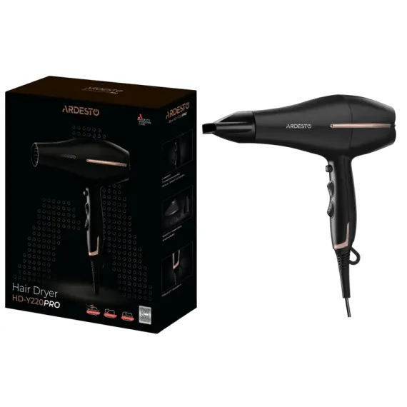 ФЕН ARDESTO HD-Y220PRO, 2200ВТ, ЧЁРНЫЙ