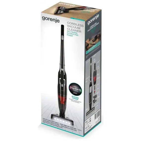 ВЕРТИКАЛЬНЫЙ ПЫЛЕСОС GORENJE SVC216GFBK, ЧЁРНЫЙ