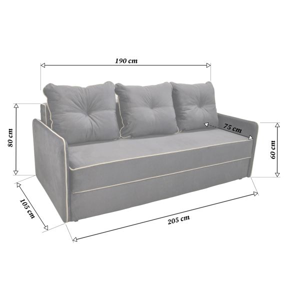 CANAPEA EXTENSIBILĂ LATIO GREY