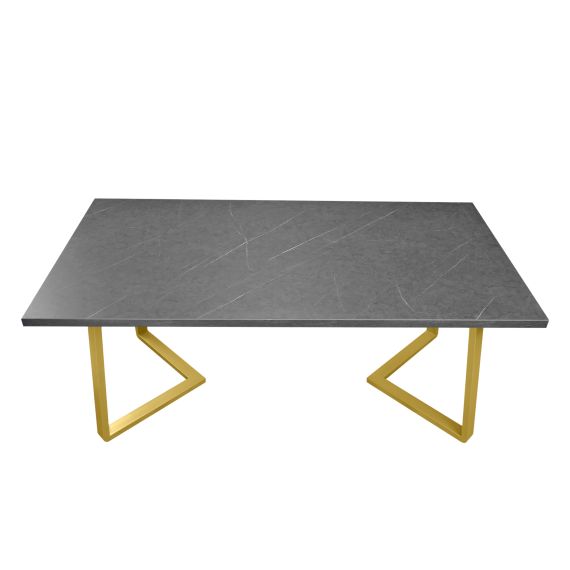 MASĂ FRIDA MARMURĂ NEAGRĂ+GOLDEN LEGS 180X90