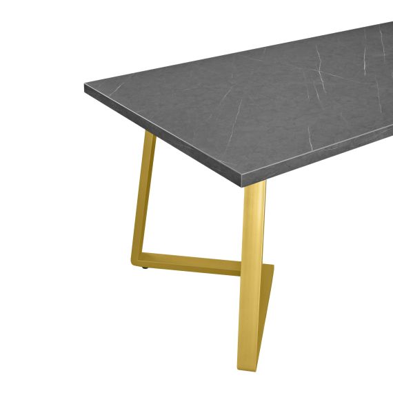 MASĂ FRIDA MARMURĂ NEAGRĂ+GOLDEN LEGS 180X90