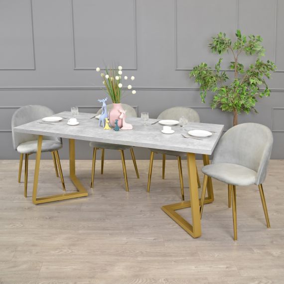 MASĂ FRIDA BETON+GOLDEN LEGS 180X90