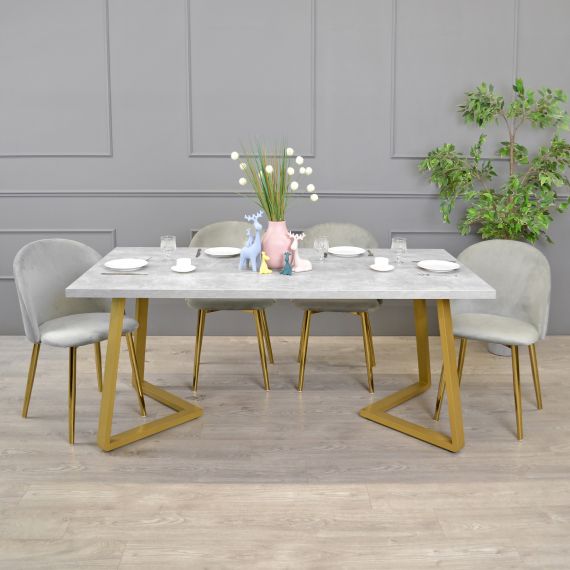 MASĂ FRIDA BETON+GOLDEN LEGS 180X90