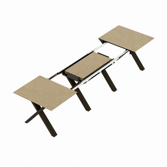 MASĂ EXTENSIBILĂ MADRID NATURAL WOOD+BLACK LEGS