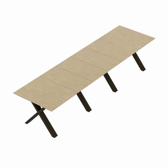 MASĂ EXTENSIBILĂ MADRID NATURAL WOOD+BLACK LEGS