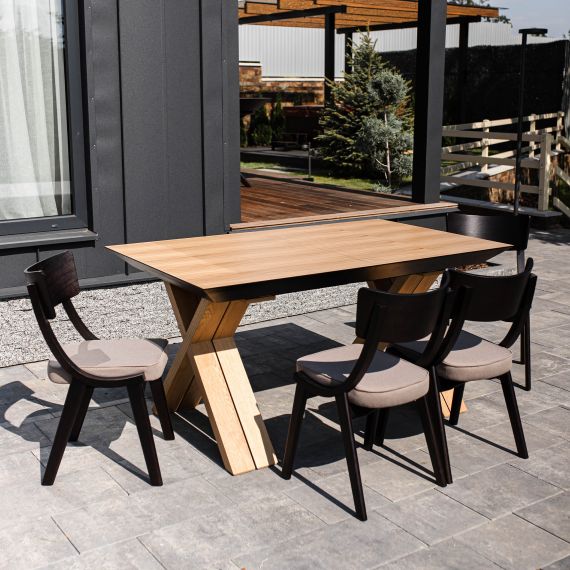 MASĂ EXTENSIBILĂ MADRID NATURAL WOOD+WOOD LEGS