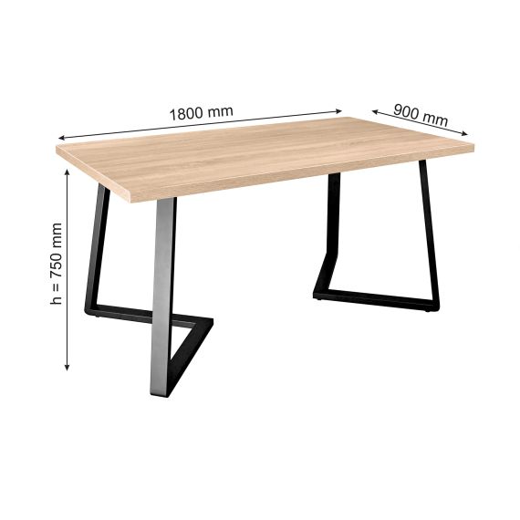 MASĂ FRIDA SONOMA+BLACK LEGS 180X90