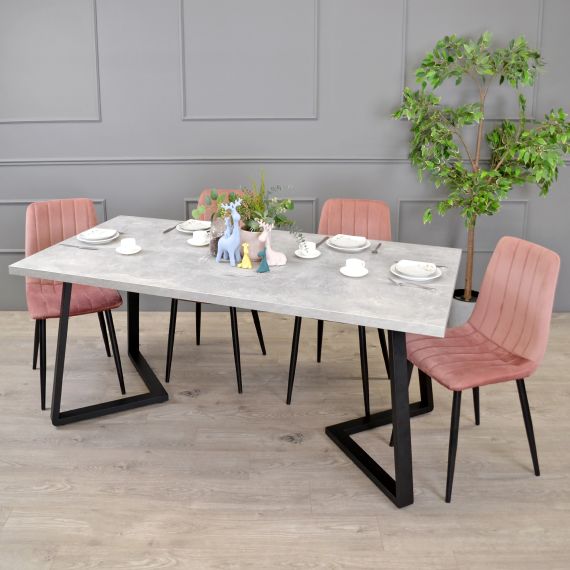 MASĂ FRIDA BETON+BLACK LEGS 180X90