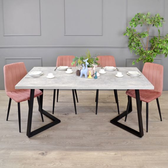 MASĂ FRIDA BETON+BLACK LEGS 180X90