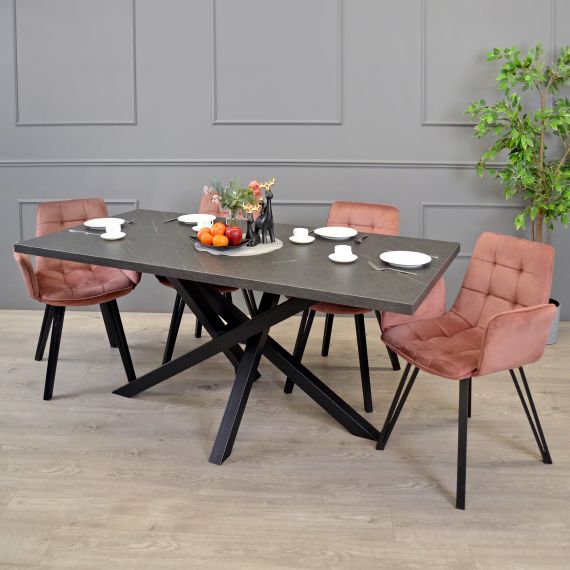 MASĂ DAKOTA MARMURĂ NEAGRĂ 180X90