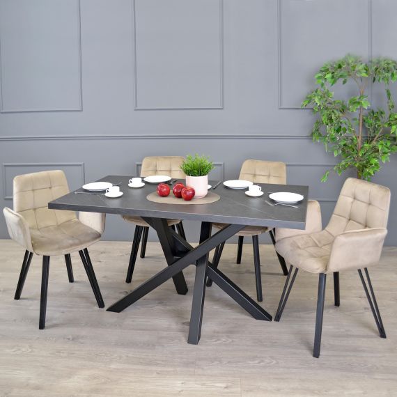 MASĂ DAKOTA MARMURĂ NEAGRĂ 150X80