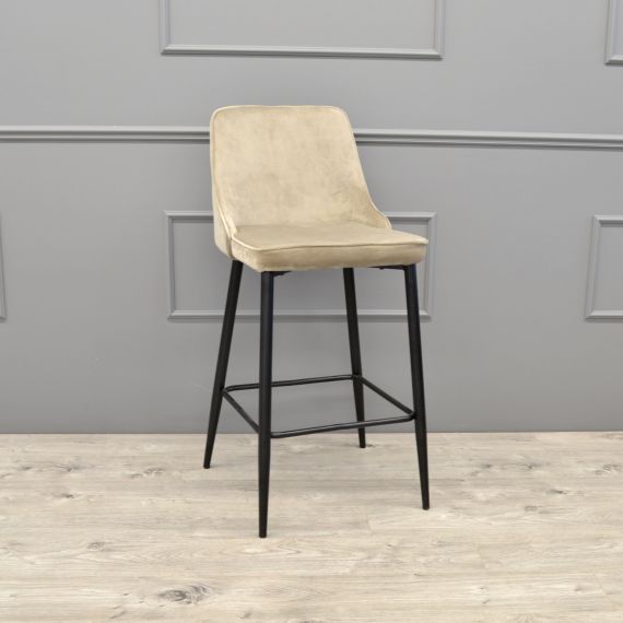 SCAUN BAR CLASIC BEIGE+BLACK LEGS