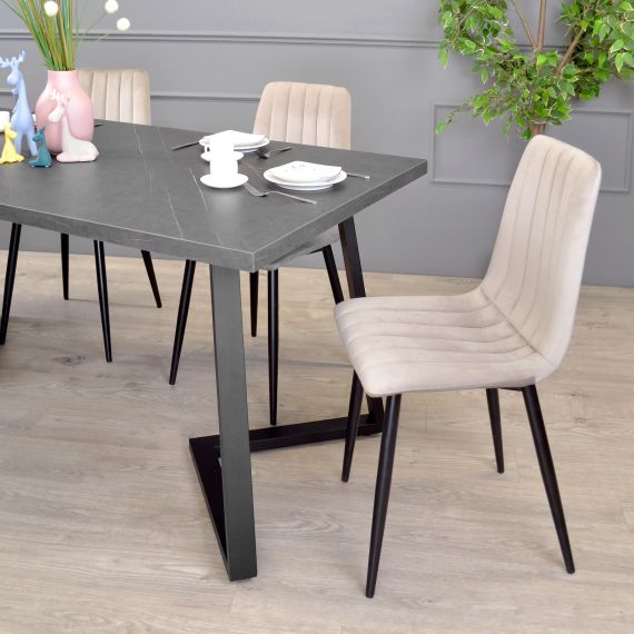 MASĂ FRIDA MARMURĂ NEAGRĂ+BLACK LEGS 180X90