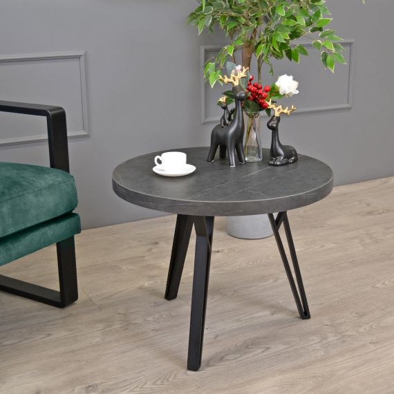 MĂSUȚĂ CAFEA TOKYO RONDO MARMURĂ NEAGRĂ O60