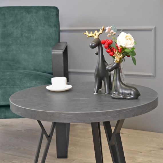 MĂSUȚĂ CAFEA TOKYO RONDO MARMURĂ NEAGRĂ O60