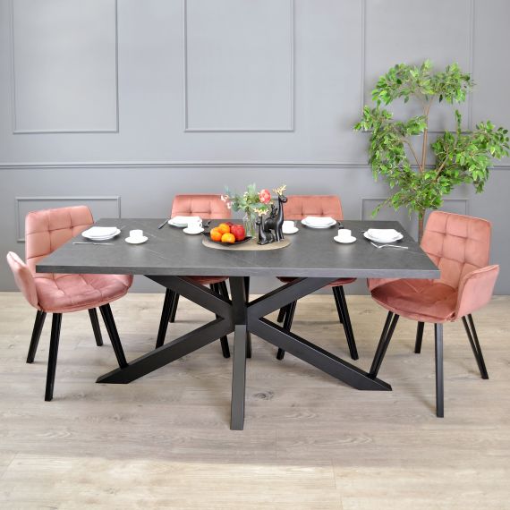 MASĂ VESTA MARMURĂ NEAGRĂ 180X90