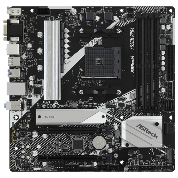 МАТЕРИНСКАЯ ПЛАТА ASROCK A520M PRO4 AM4 MICRO-ATX