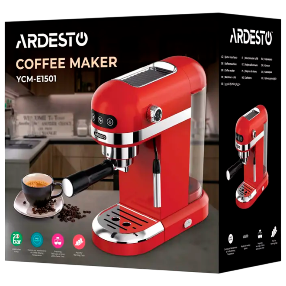 КОФЕВАРКА РОЖКОВАЯ ARDESTO YCM-E1501 КРАСНЫЙ