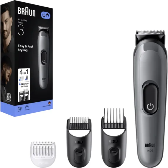 TRIMMER PENTRU BĂRBAȚI BRAUN AIO3500 GRI