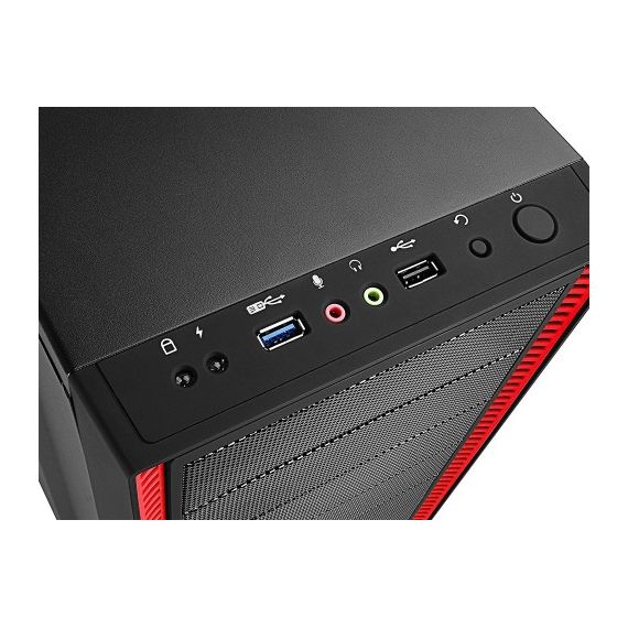 CARCASA DEEPCOOL TESSERACT SW-RD / W/OPSU / SIDE PANEL / 2X 120MM RED LED FAN / ATX / BLACK/RED