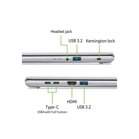 НОУТБУК 15.6” ACER ASPIRE GO 15 AG15-72P/ INTEL CORE ULTRA 5 120U/ 16GB/ 512GB SSD/ PURE SILVER