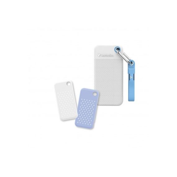 1TB ПОРТАТИВНЫЙ SSD VERBATIM POCKET, WHITE WITH 2 RUBBER SLEEVES (WHITE & LIGHT BLUE),1000 MB/S