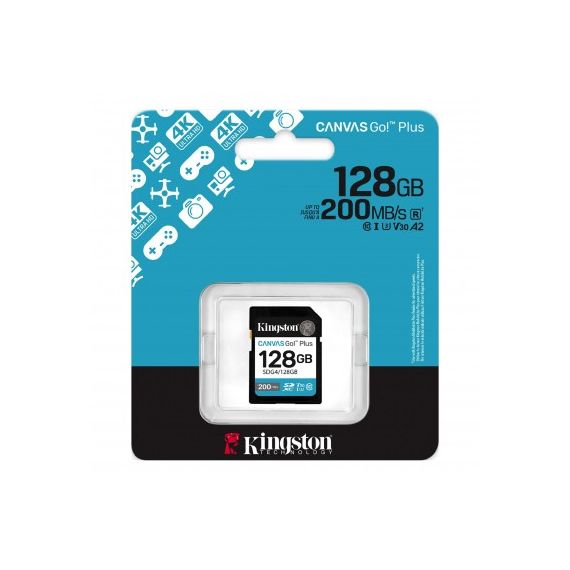 КАРТА ПАМЯТИ SD 128GB KINGSTON CANVAS GO! PLUS G4, 200/160MB/S
