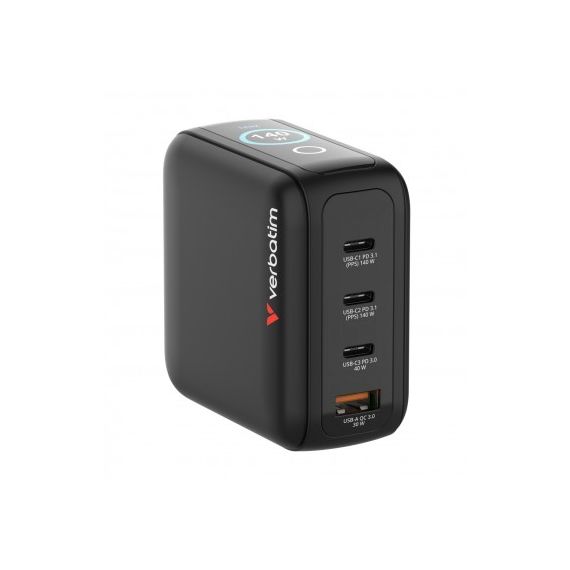 USB-ЗАРЯДНОЕ УСТРОЙСТВО VERBATIM MINI GAN CHARGER WITH DISPLAY 140W
