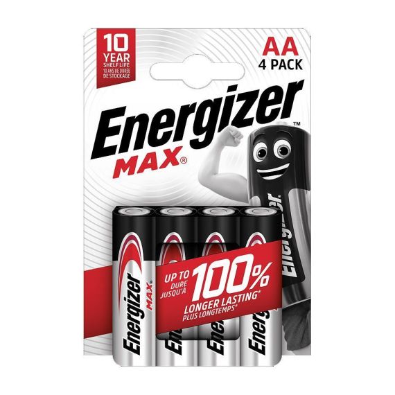 ENERGIZER MAX 4 X AA ALCALINE BATTERY BLISTER (RED)