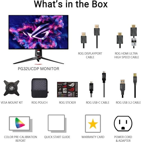 МОНИТОР 31.5 ASUS ROG SWIFT OLED PG32UCDP HDR10 4K GAMING MONITOR 16:9