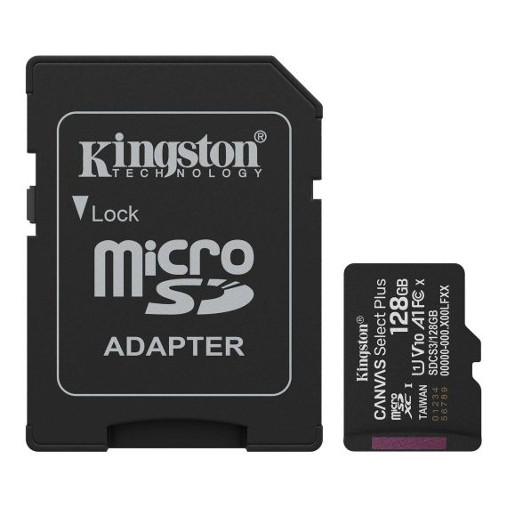 КАРТА ПАМЯТИ 128GB MICROSD CLASS10 A1 UHS-I U1 (V10) + SD ADAPTER KINGSTON