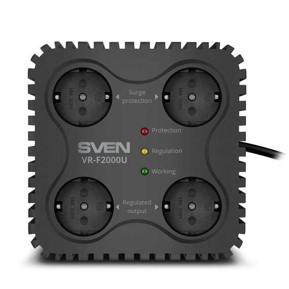 SVEN VR-F2000U, 530W, AUTOMATIC VOLTAGE REGULATOR, 4X SCHUKO OUTLETS,