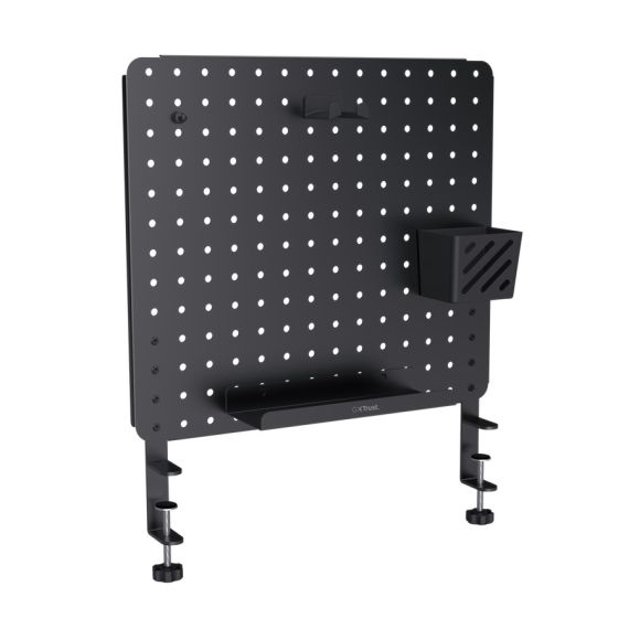 TRUST GXT 724 VESTO METAL PEGBOARD DESK ORGANISER, STEEL, 47X42CM, BLACK