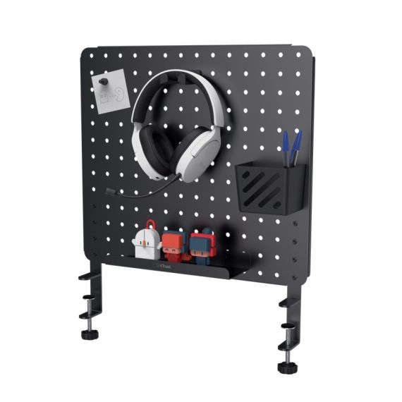 TRUST GXT 724 VESTO METAL PEGBOARD DESK ORGANISER, STEEL, 47X42CM, BLACK