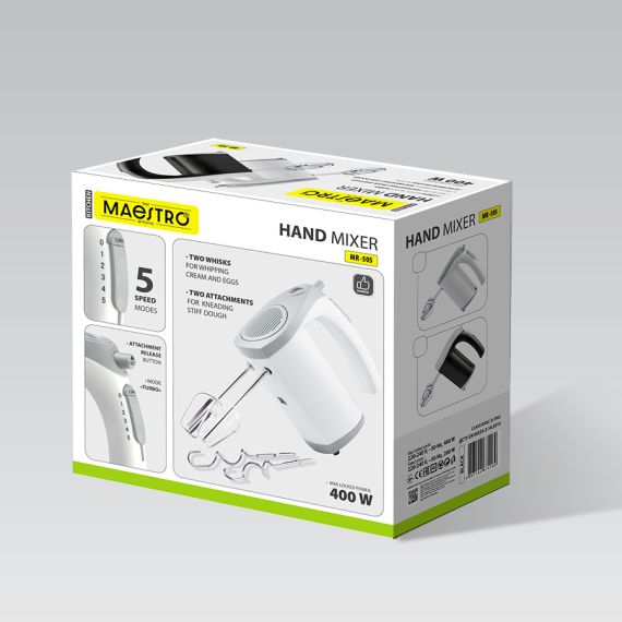 МИКСЕР РУЧНОЙ MAESTRO MR-505 WHITE (400ВТ)