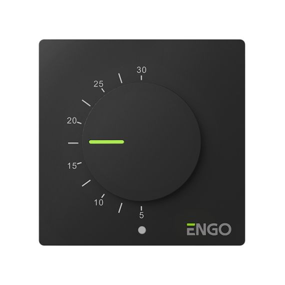 TERMOSTAT ENGO ESIMPLE-230B, MONTAJ PE PERETE, CONTROL MECANIC, 230V, BLACK
